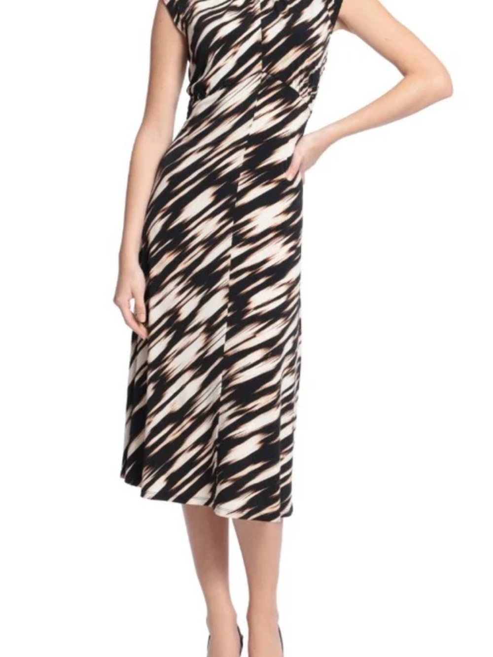 Maggy London Black and Cream Abstract Midi Skirt